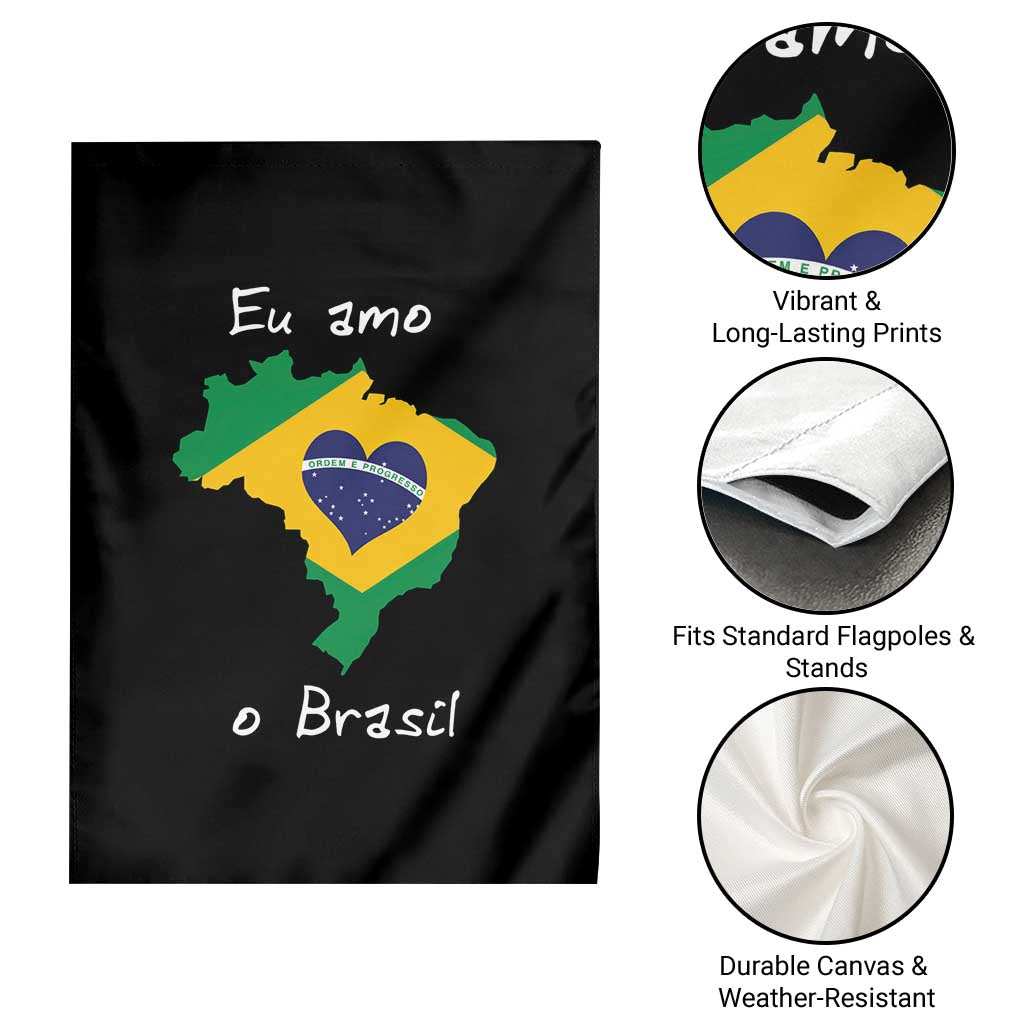 Eu Amo O Brasil Flag Map Garden Flag I Love Brazil Patriotic Heart Brazilian Pride