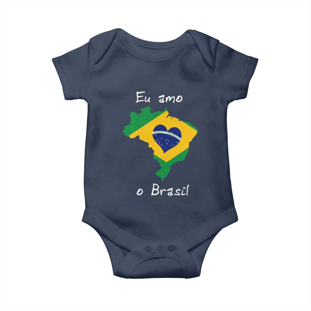 Eu Amo O Brasil Flag Map Baby Onesie I Love Brazil Patriotic Heart Brazilian Pride