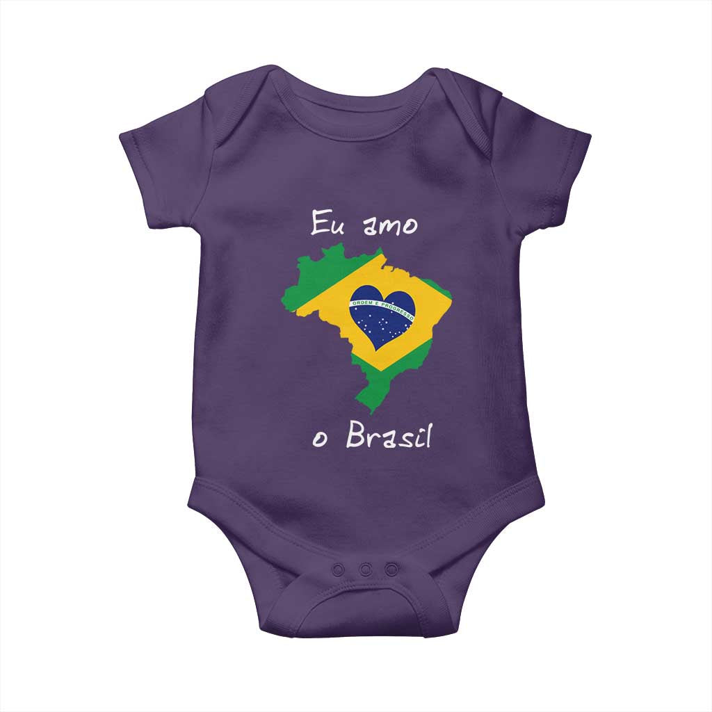Eu Amo O Brasil Flag Map Baby Onesie I Love Brazil Patriotic Heart Brazilian Pride