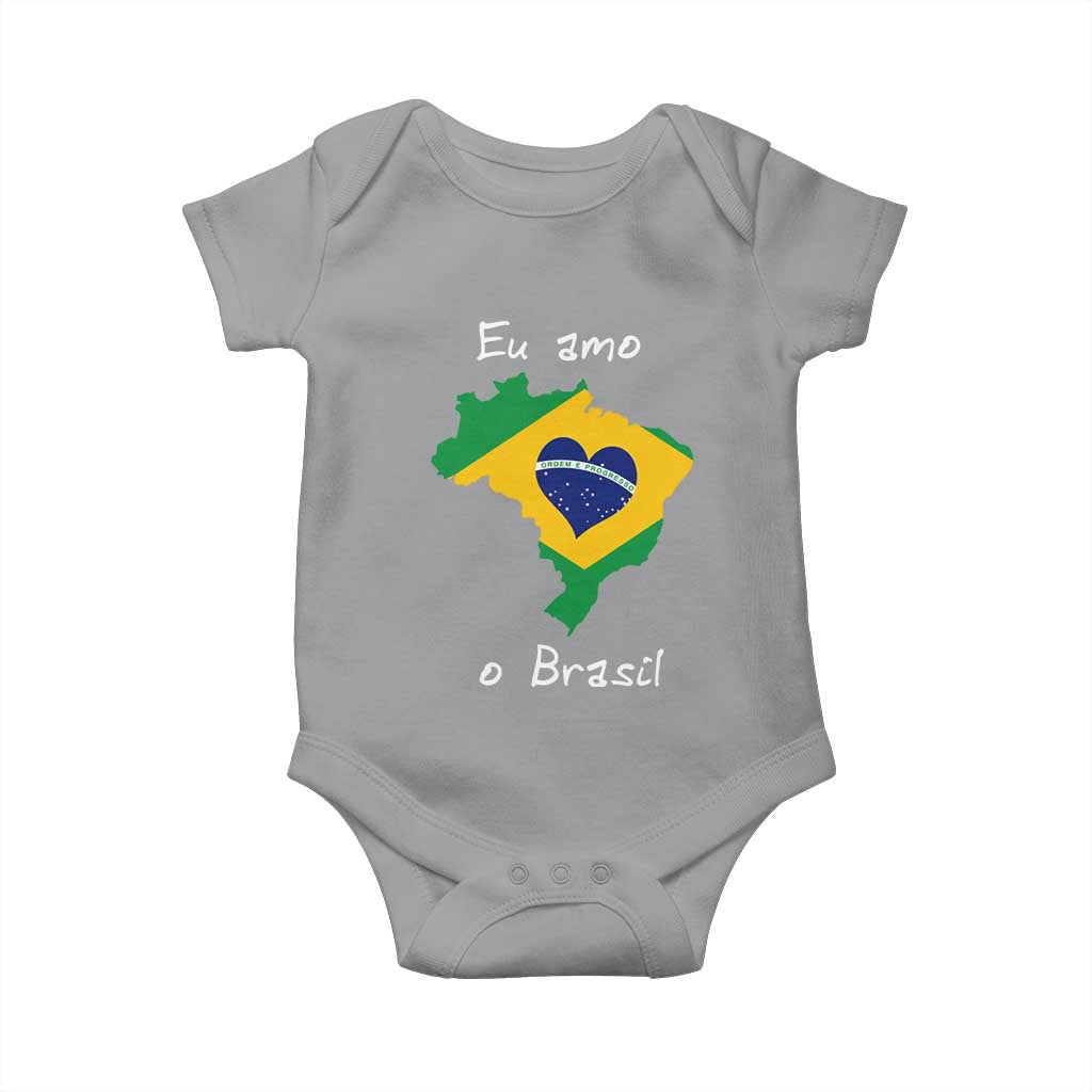 Eu Amo O Brasil Flag Map Baby Onesie I Love Brazil Patriotic Heart Brazilian Pride