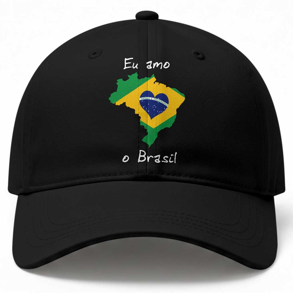 Eu Amo O Brasil Flag Map Baseball Cap I Love Brazil Patriotic Heart Brazilian Pride TS02 Print Your Wear