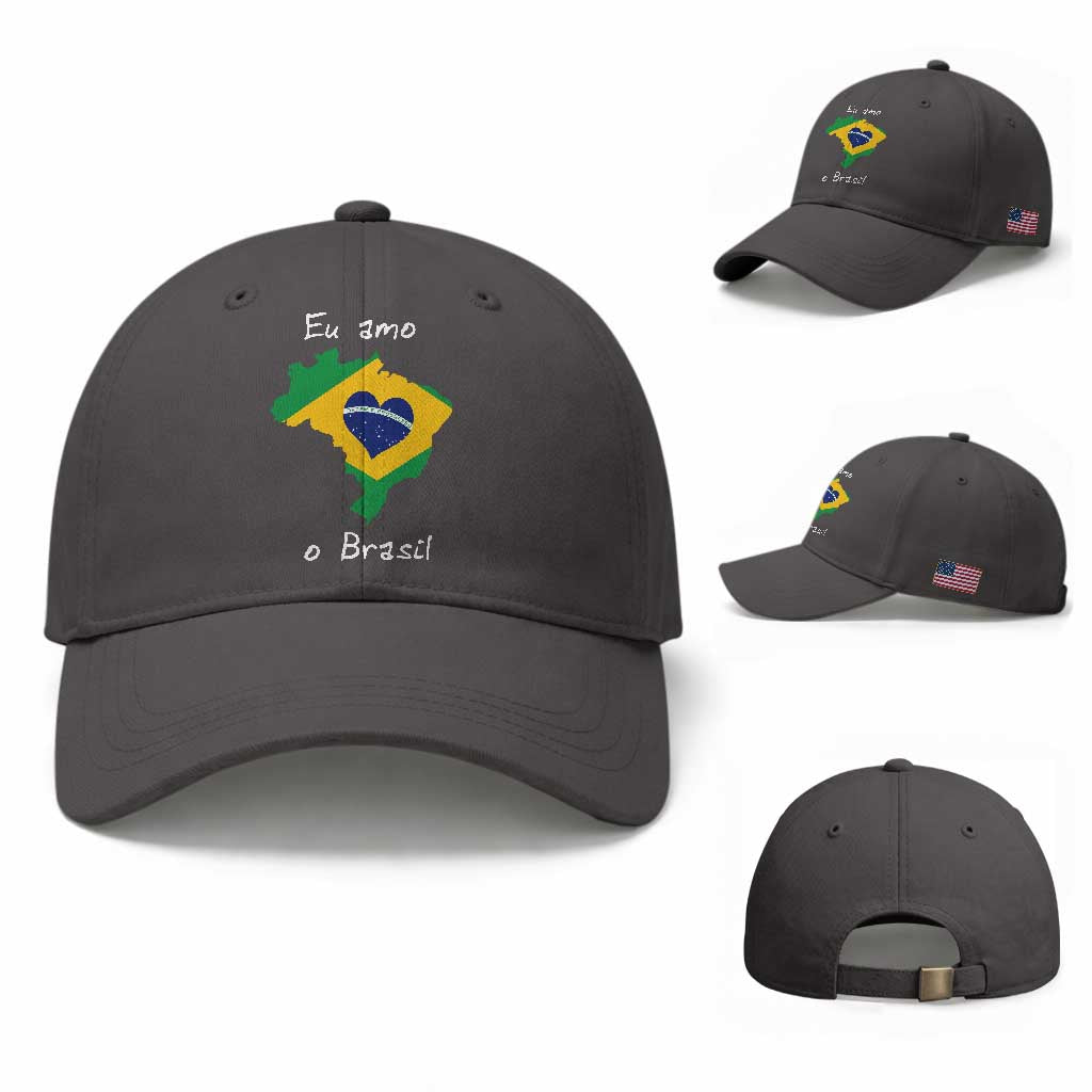 Eu Amo O Brasil Flag Map Baseball Cap I Love Brazil Patriotic Heart Brazilian Pride