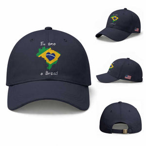 Eu Amo O Brasil Flag Map Baseball Cap I Love Brazil Patriotic Heart Brazilian Pride