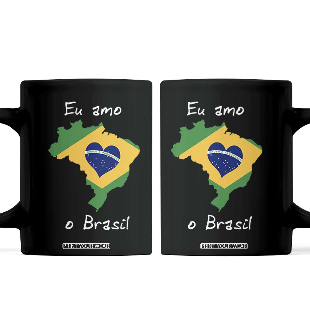 Eu Amo O Brasil Flag Map Coffee Mug I Love Brazil Patriotic Heart Brazilian Pride