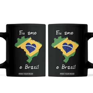 Eu Amo O Brasil Flag Map Coffee Mug I Love Brazil Patriotic Heart Brazilian Pride