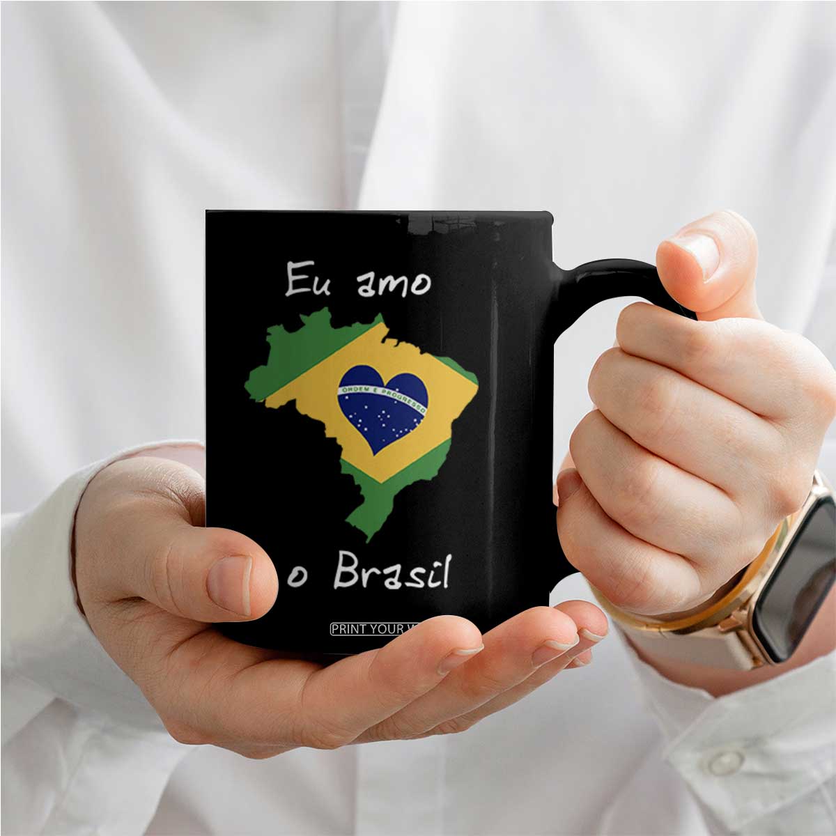 Eu Amo O Brasil Flag Map Coffee Mug I Love Brazil Patriotic Heart Brazilian Pride