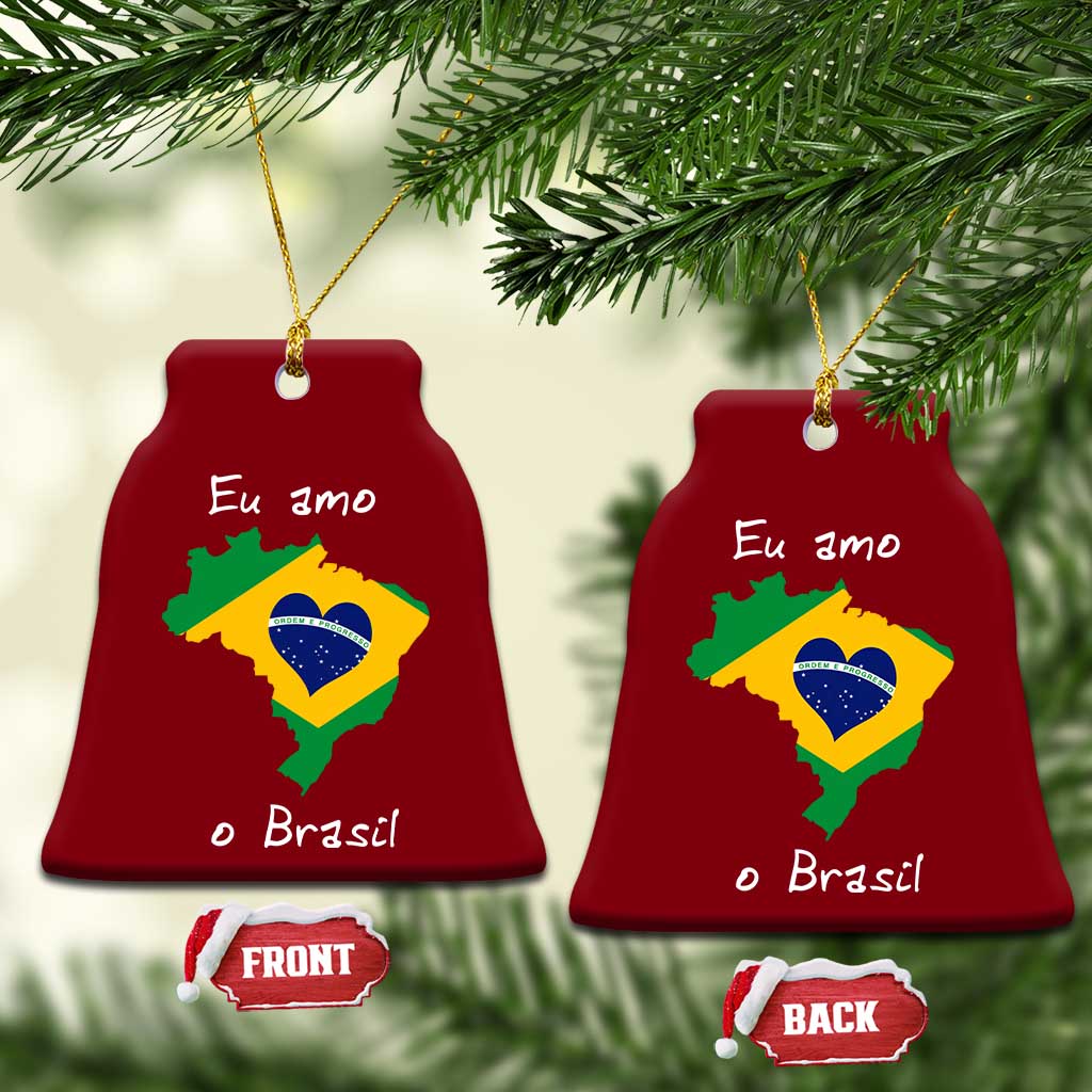 Eu Amo O Brasil Flag Map Ceramic Ornament I Love Brazil Patriotic Heart Brazilian Pride