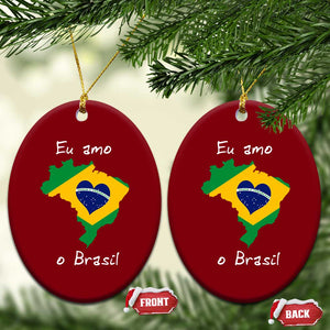 Eu Amo O Brasil Flag Map Ceramic Ornament I Love Brazil Patriotic Heart Brazilian Pride