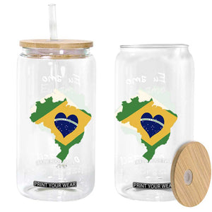 Eu Amo O Brasil Flag Map Glass Can I Love Brazil Patriotic Heart Brazilian Pride