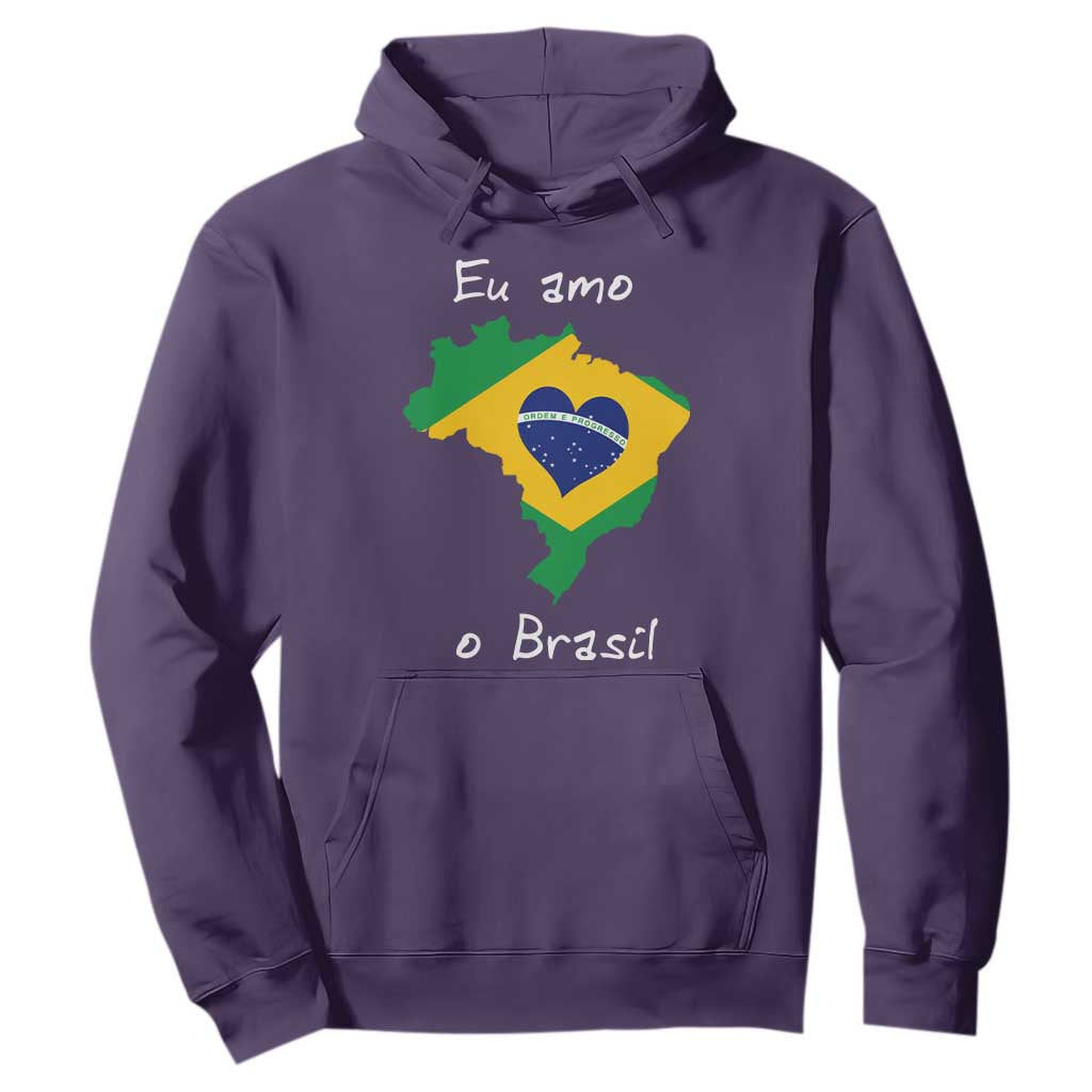 Eu Amo O Brasil Flag Map Hoodie I Love Brazil Patriotic Heart Brazilian Pride