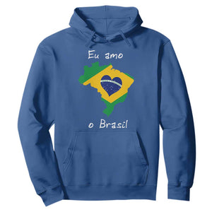 Eu Amo O Brasil Flag Map Hoodie I Love Brazil Patriotic Heart Brazilian Pride