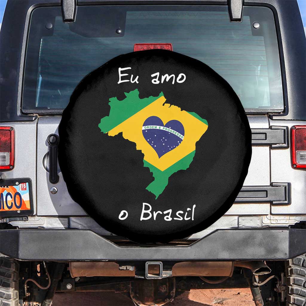 Eu Amo O Brasil Flag Map Spare Tire Cover I Love Brazil Patriotic Heart Brazilian Pride