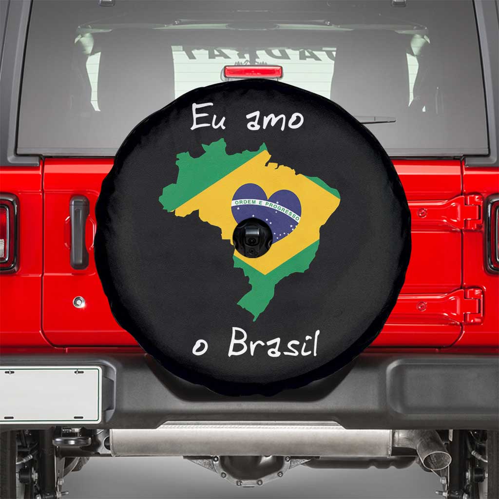 Eu Amo O Brasil Flag Map Spare Tire Cover I Love Brazil Patriotic Heart Brazilian Pride