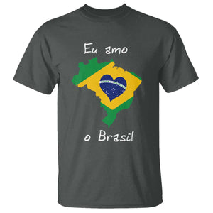 Eu Amo O Brasil Flag Map T Shirt I Love Brazil Patriotic Heart Brazilian Pride