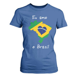 Eu Amo O Brasil Flag Map T Shirt For Women I Love Brazil Patriotic Heart Brazilian Pride