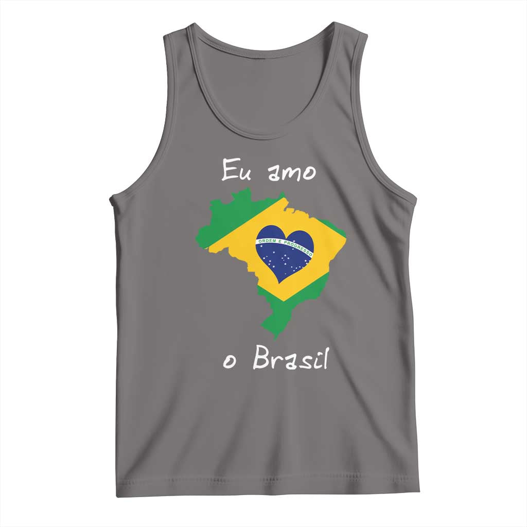 Eu Amo O Brasil Flag Map Tank Top I Love Brazil Patriotic Heart Brazilian Pride