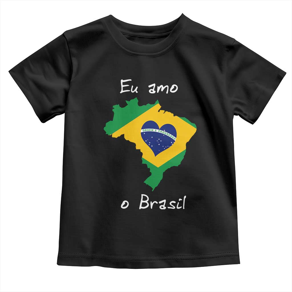Eu Amo O Brasil Flag Map Toddler T Shirt I Love Brazil Patriotic Heart Brazilian Pride