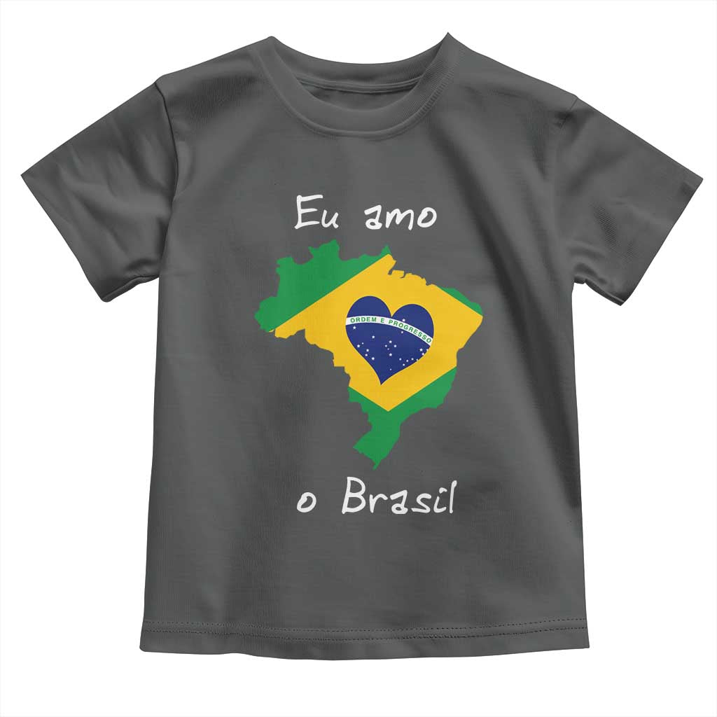 Eu Amo O Brasil Flag Map Toddler T Shirt I Love Brazil Patriotic Heart Brazilian Pride