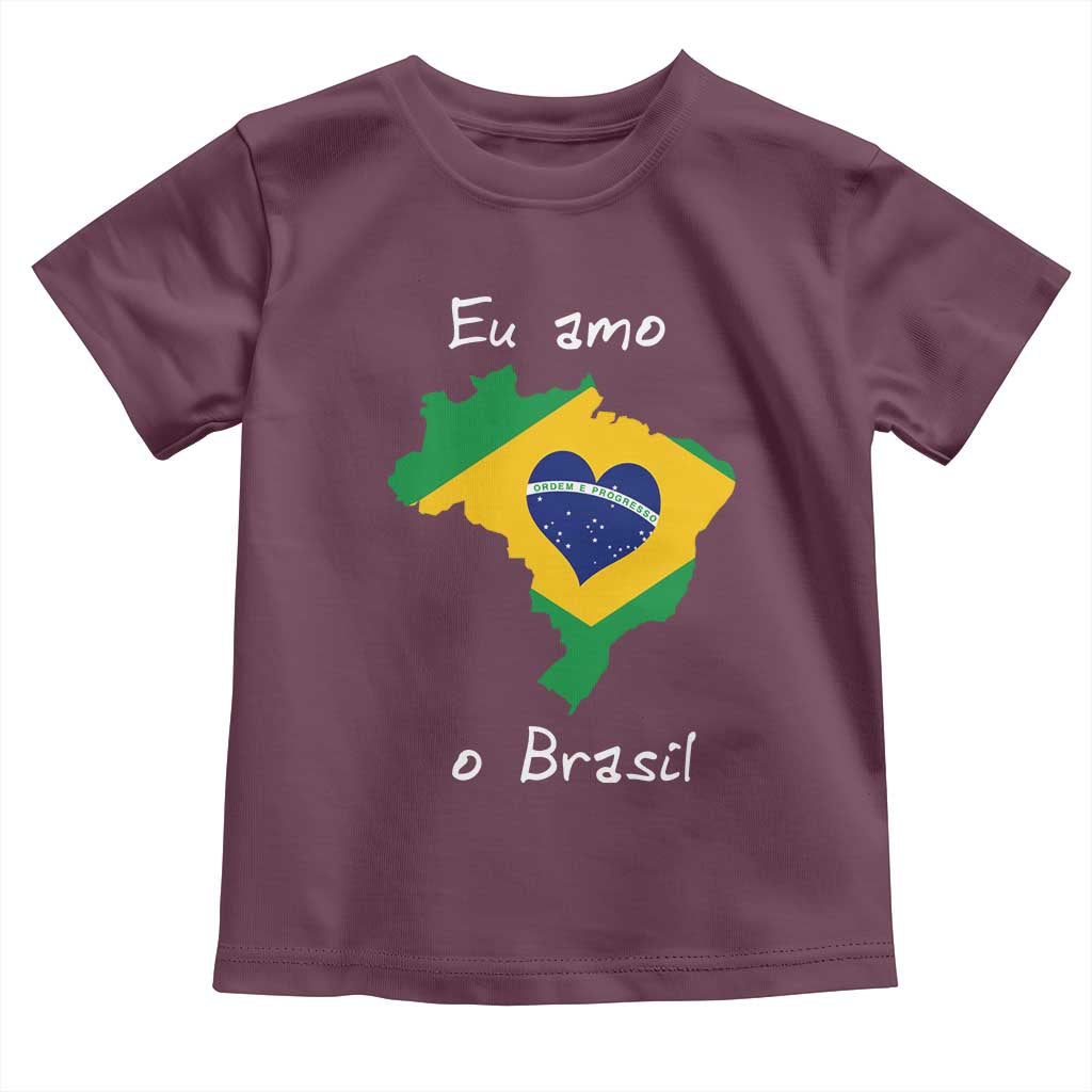 Eu Amo O Brasil Flag Map Toddler T Shirt I Love Brazil Patriotic Heart Brazilian Pride