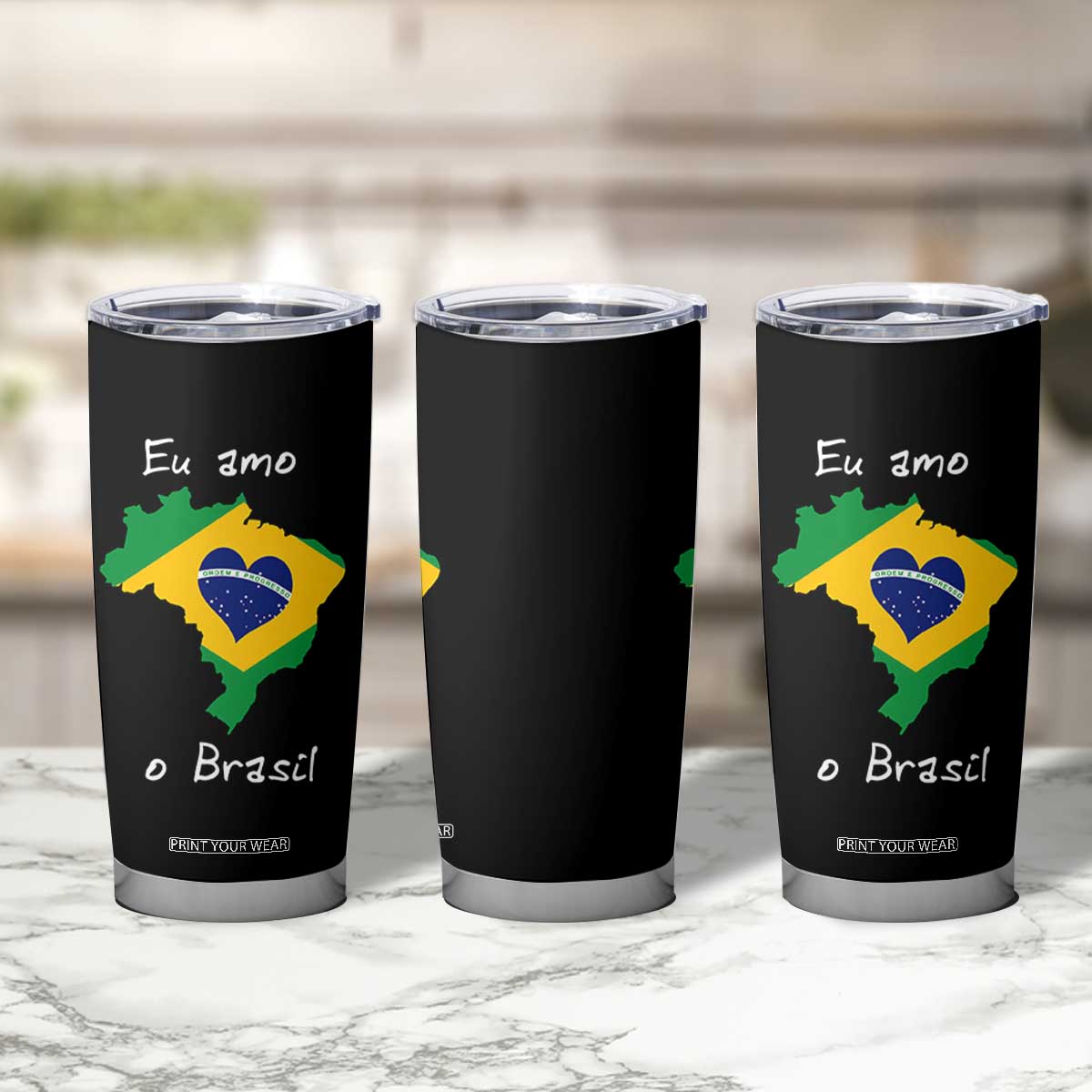 Eu Amo O Brasil Flag Map Tumbler Cup I Love Brazil Patriotic Heart Brazilian Pride