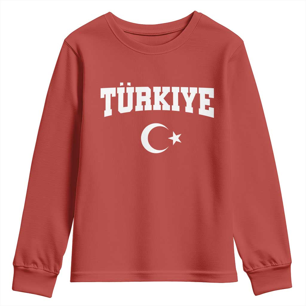 Vintage Proud Türkiye Flag Crescent and Star Youth Sweatshirt Patriotic Turkish Turkey Heritage Pride