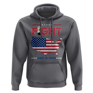 Trump Raised Fist Hoodie Fight Pennsylvania July 13 2024 American Flag TS02 Charcoal Print Your Wear