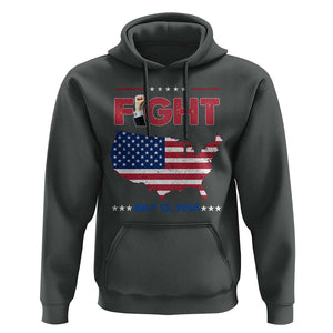 Trump Raised Fist Hoodie Fight Pennsylvania July 13 2024 American Flag TS02 Dark Heather Print Your Wear