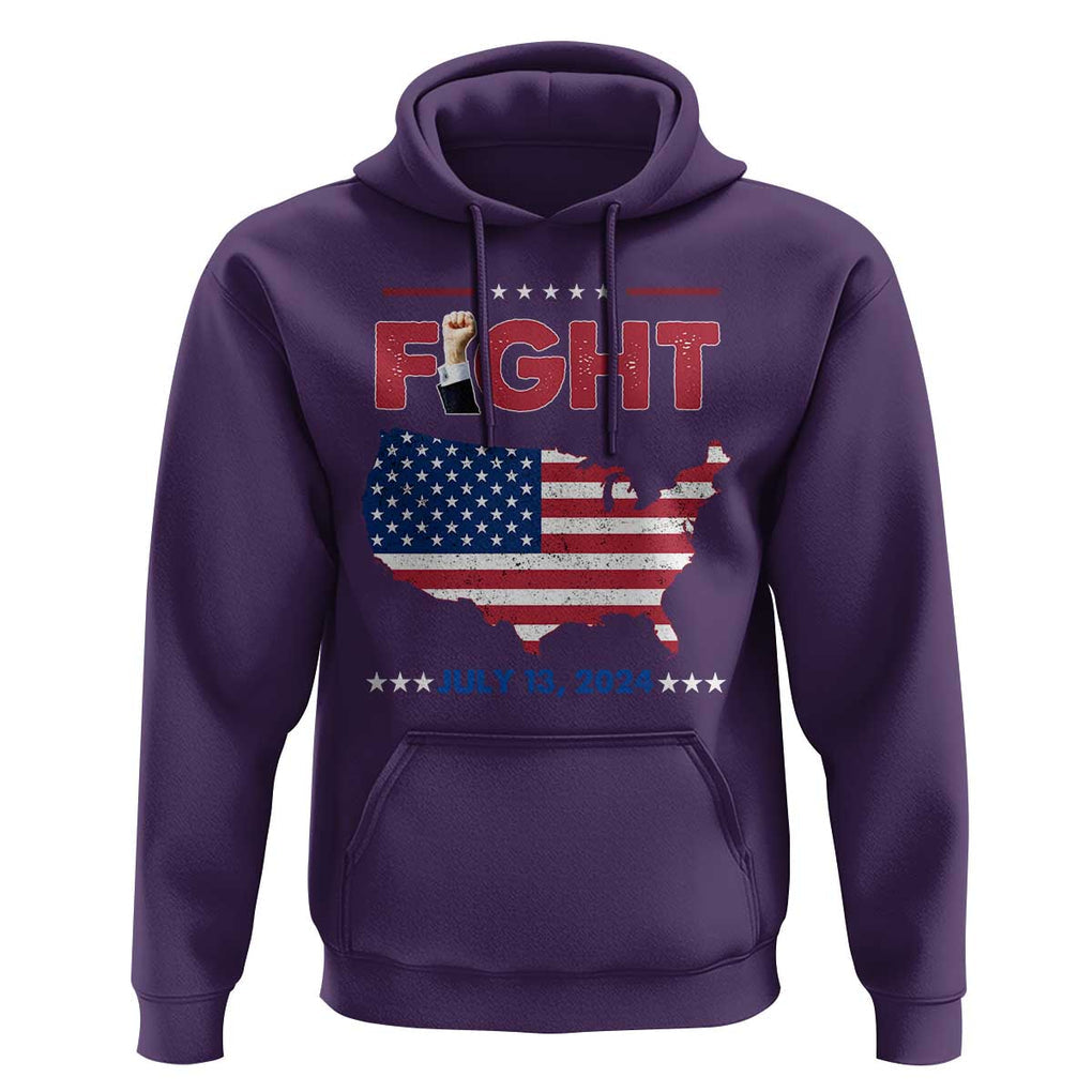 Trump Raised Fist Hoodie Fight Pennsylvania July 13 2024 American Flag TS02 Purple Print Your Wear