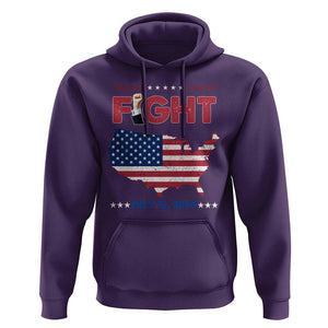 Trump Raised Fist Hoodie Fight Pennsylvania July 13 2024 American Flag TS02 Purple Print Your Wear