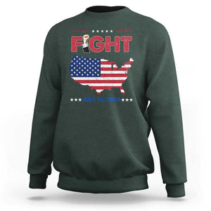 Trump Raised Fist Sweatshirt Fight Pennsylvania July 13 2024 American Flag TS02 Dark Forest Green Print Your Wear