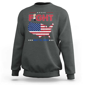 Trump Raised Fist Sweatshirt Fight Pennsylvania July 13 2024 American Flag TS02 Dark Heather Print Your Wear
