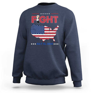 Trump Raised Fist Sweatshirt Fight Pennsylvania July 13 2024 American Flag TS02 Navy Print Your Wear