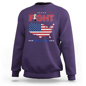 Trump Raised Fist Sweatshirt Fight Pennsylvania July 13 2024 American Flag TS02 Purple Print Your Wear