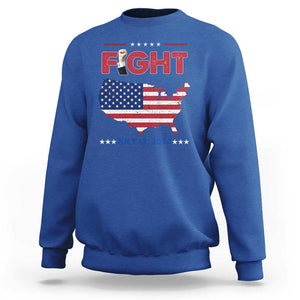 Trump Raised Fist Sweatshirt Fight Pennsylvania July 13 2024 American Flag TS02 Royal Blue Print Your Wear