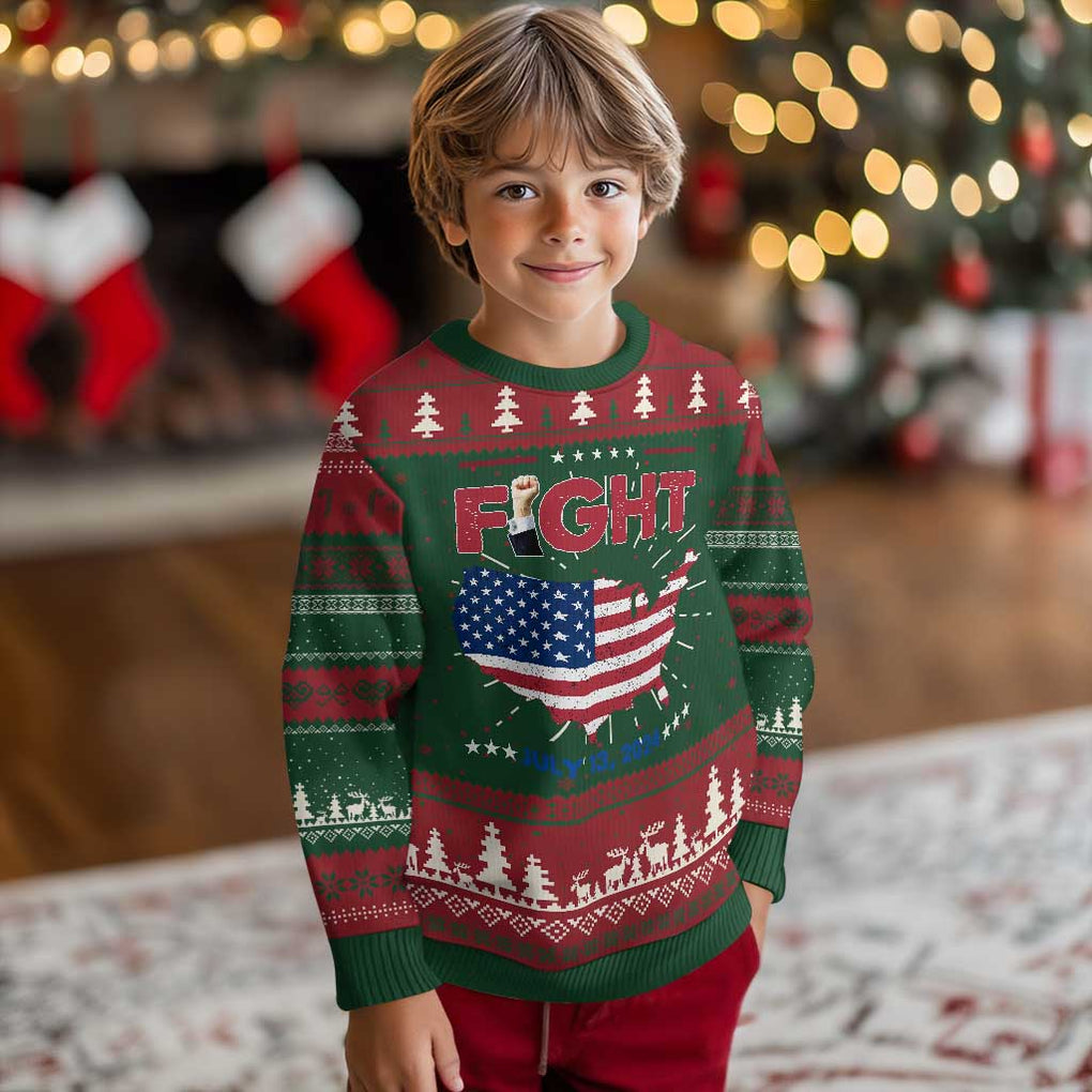 Trump Raised Fist Ugly Christmas Sweater Fight American Flag TS02 Christmas Print Your Wear