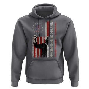 Trump Raised Fist Hoodie Never Surrender President 45 47 US Flag TS02 Charcoal Print Your Wear
