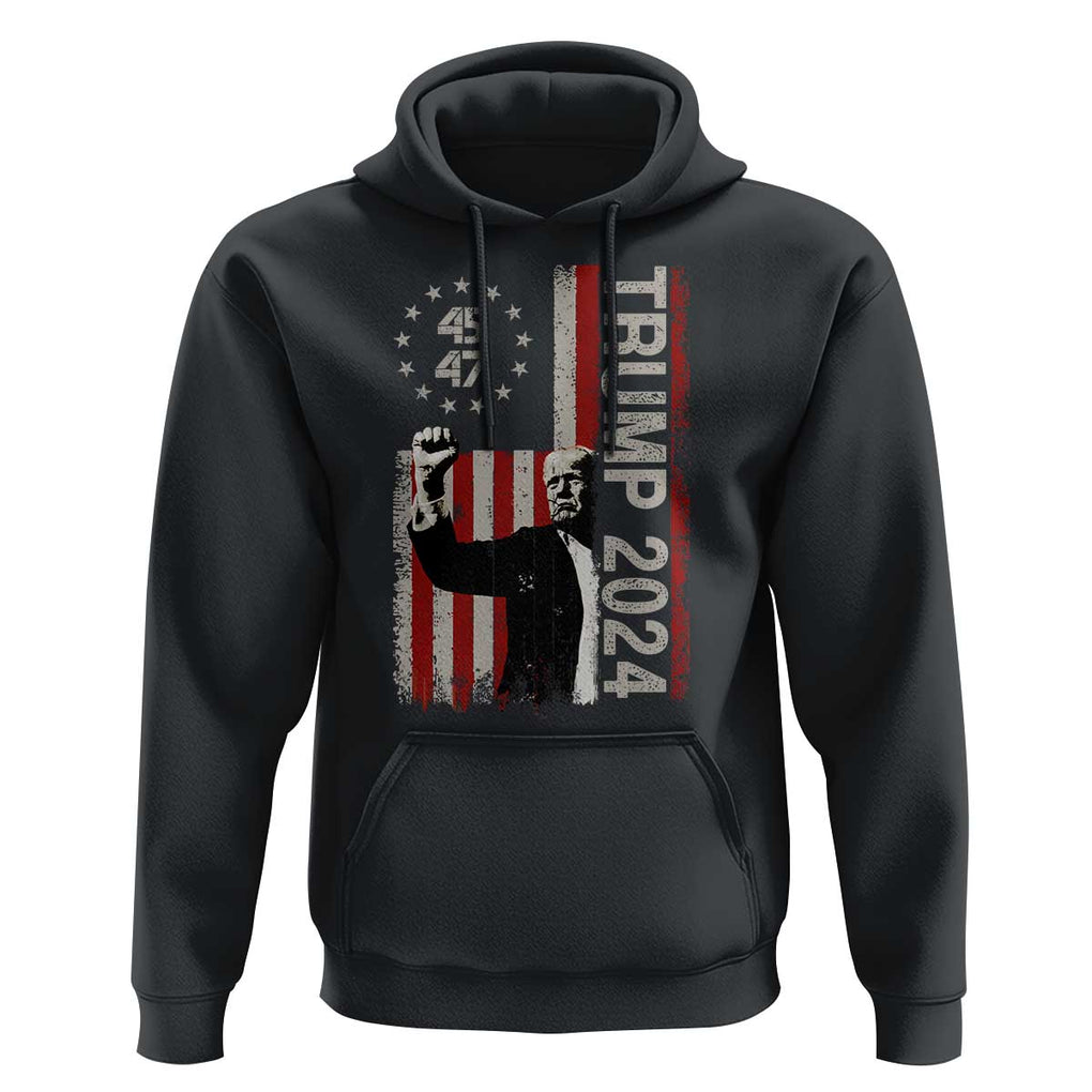 Trump 2024 Hoodie President 45 47 American Betsy Ross Flag TS02 Black Print Your Wear
