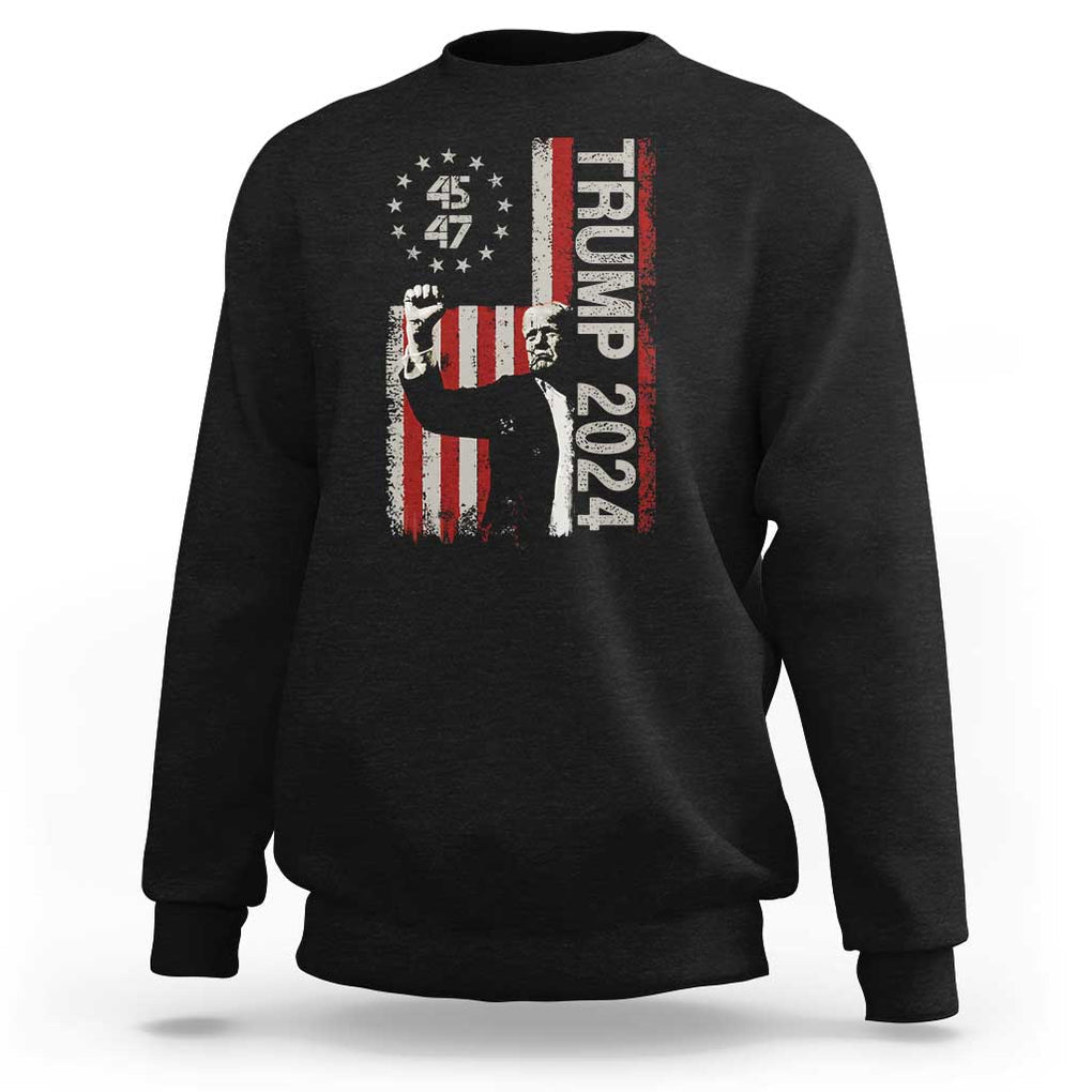Trump 2024 Sweatshirt President 45 47 American Betsy Ross Flag TS02 Black Print Your Wear