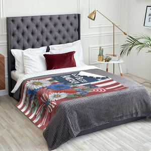God Bless America Patriotic Floral Throw Blanket Red White Blue Daisy Bouquet 4th of July Independence Day Celebration TS02 Print Your Wear