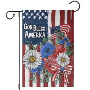 God Bless America Patriotic Floral Garden Flag Red White Blue Daisy Bouquet 4th of July Independence Day Celebration TS02 Multicolor Print Your Wear