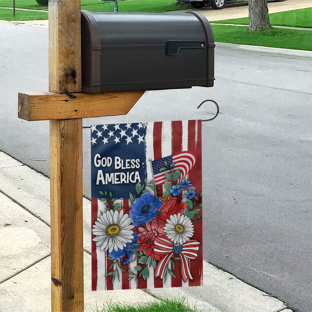 God Bless America Patriotic Floral Garden Flag Red White Blue Daisy Bouquet 4th of July Independence Day Celebration TS02 Print Your Wear