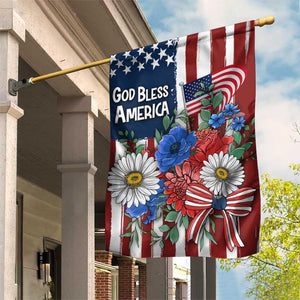 God Bless America Patriotic Floral Garden Flag Red White Blue Daisy Bouquet 4th of July Independence Day Celebration TS02 Print Your Wear
