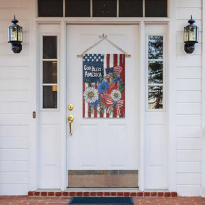 God Bless America Patriotic Floral Garden Flag Red White Blue Daisy Bouquet 4th of July Independence Day Celebration TS02 Print Your Wear