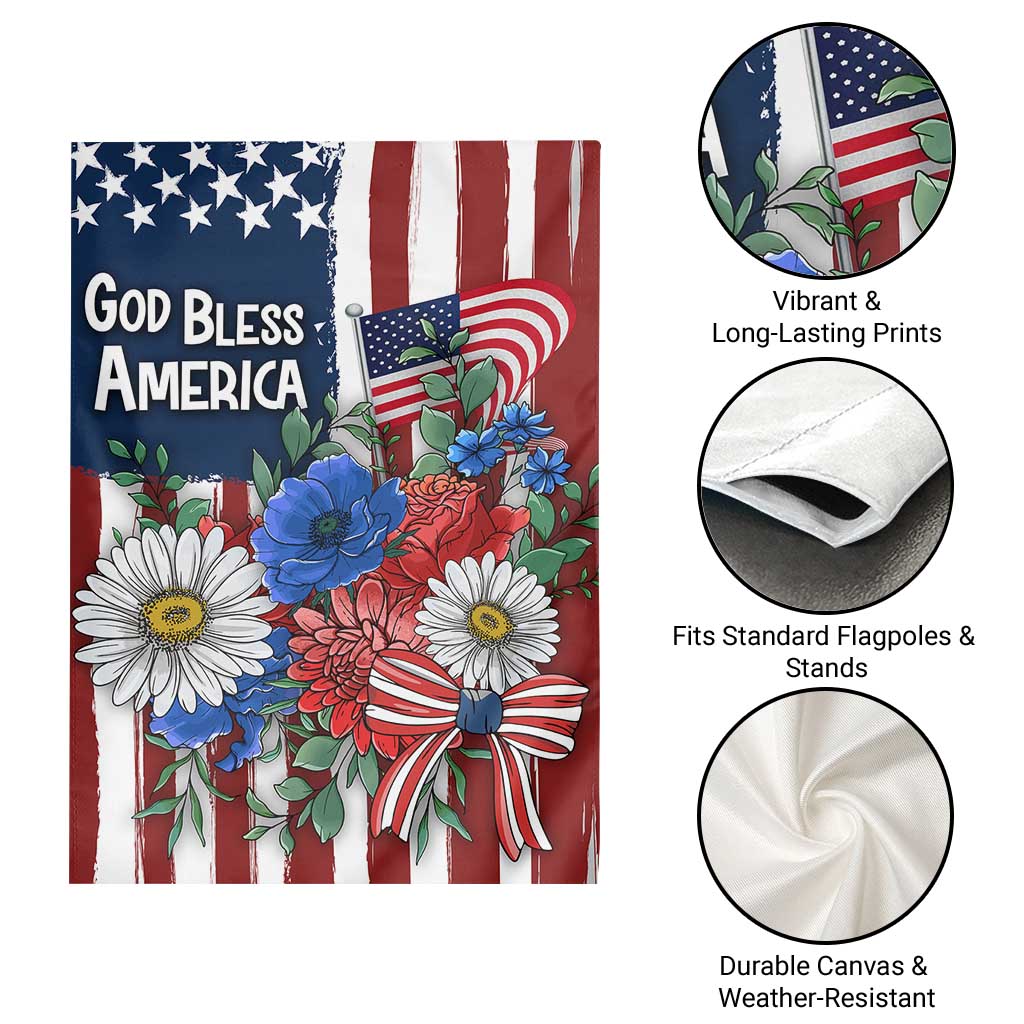 God Bless America Patriotic Floral Garden Flag Red White Blue Daisy Bouquet 4th of July Independence Day Celebration TS02 Print Your Wear
