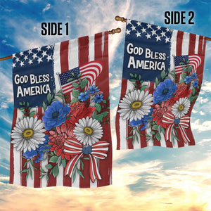 God Bless America Patriotic Floral Garden Flag Red White Blue Daisy Bouquet 4th of July Independence Day Celebration TS02 Print Your Wear
