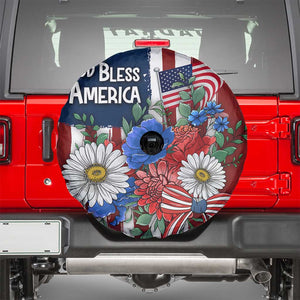 God Bless America Patriotic Floral Spare Tire Cover Red White Blue Daisy Bouquet 4th of July Independence Day Celebration TS02 Multicolor Print Your Wear