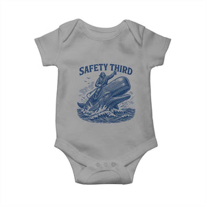 Funny Safety Third Captain Riding Sperm Whale Baby Onesie Vintage Nautical Ocean Fishing Humor