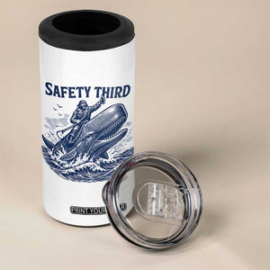 Funny Safety Third Captain Riding Sperm Whale 4 in 1 Can Cooler Tumbler Vintage Nautical Ocean Fishing Humor