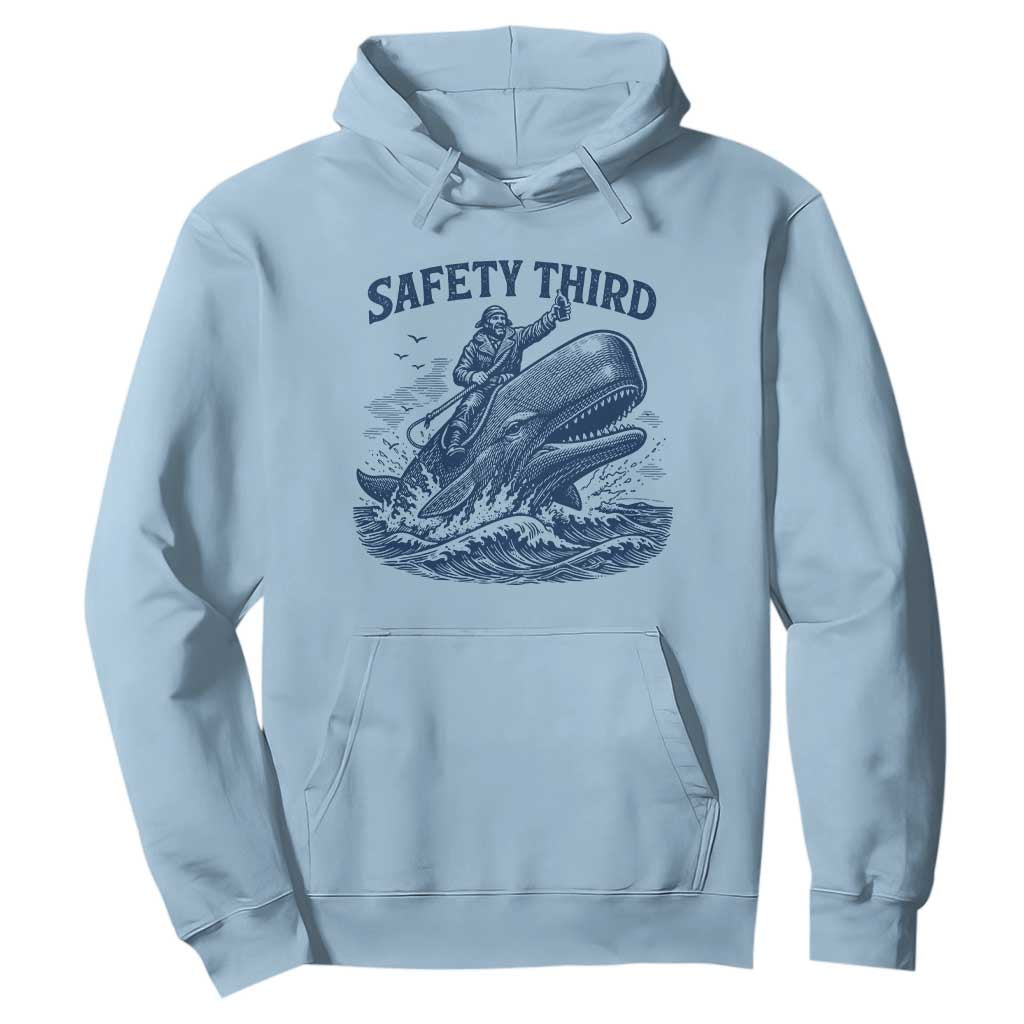Funny Safety Third Captain Riding Sperm Whale Hoodie Vintage Nautical Ocean Fishing Humor