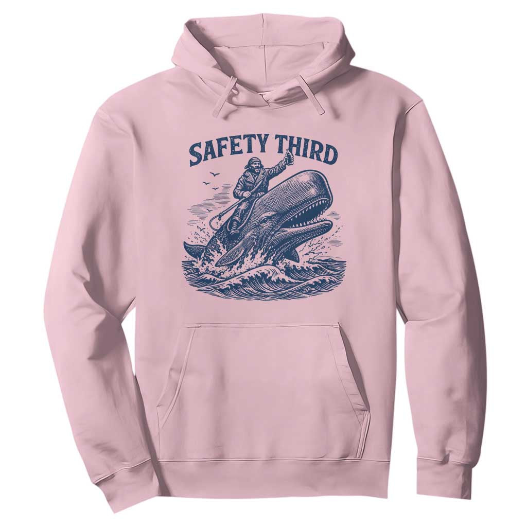 Funny Safety Third Captain Riding Sperm Whale Hoodie Vintage Nautical Ocean Fishing Humor